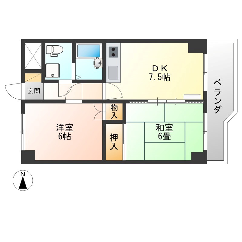 プラトー星 203号室 間取り