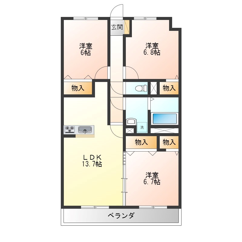 グランフォレストG 504号室 間取り
