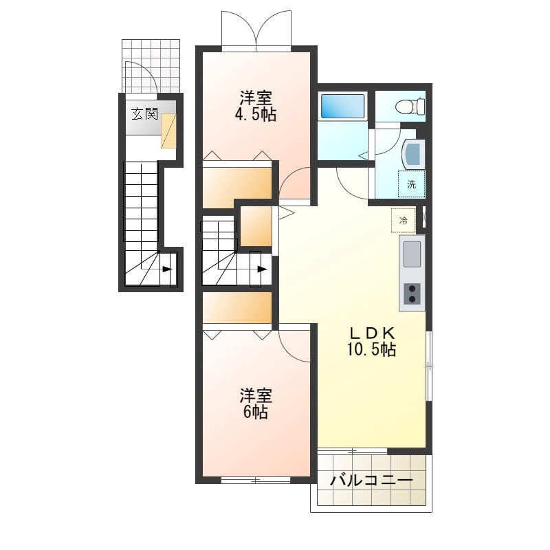 ビーサイドハイツB 201号室 間取り