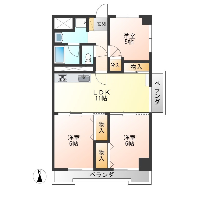 泉ヶ丘ハイツⅡ 215号室 間取り