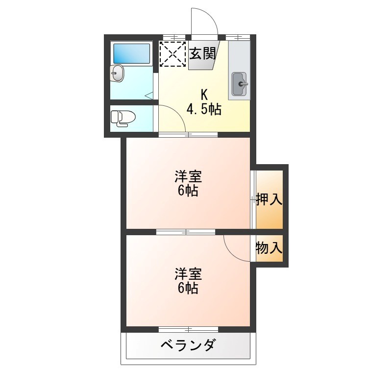 コーポ和気 206号室 間取り