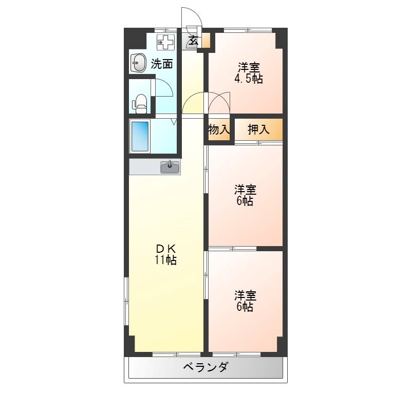 ソーラーハイツあづさ 405号室 間取り