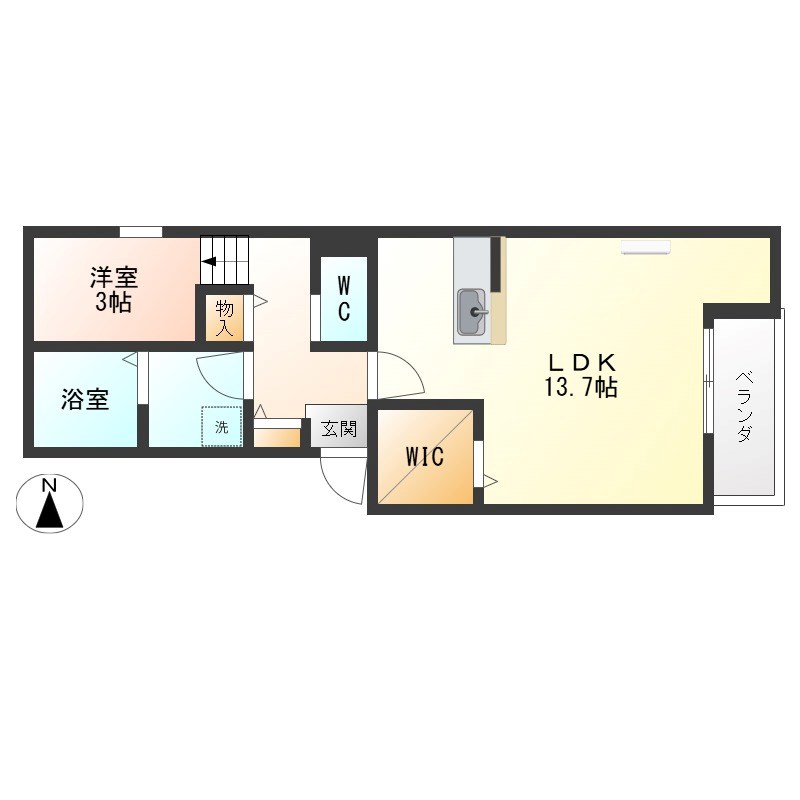 ジャヌー元今泉 301号室 間取り