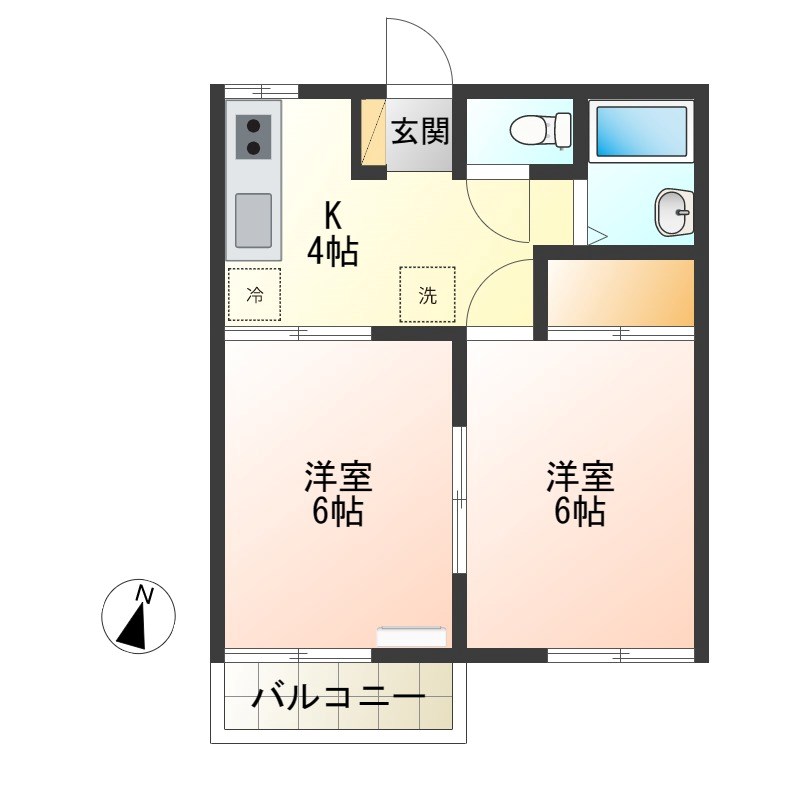 山中マンションA 205号室 間取り