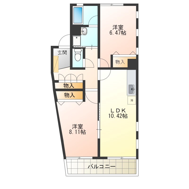 ケーズ・アベニュー 2A号室 間取り