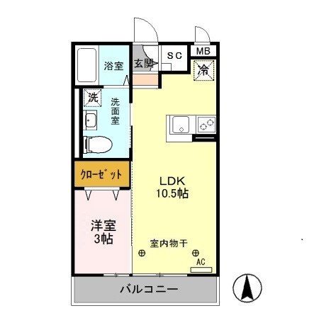 グロース小山 206号室 間取り