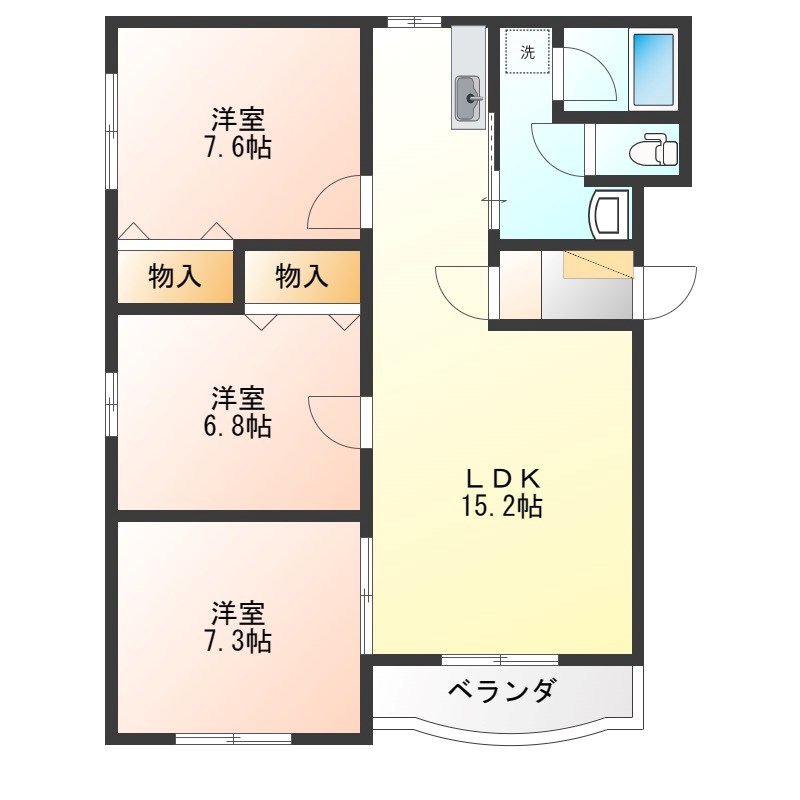 パティオボヌール 201号室 間取り