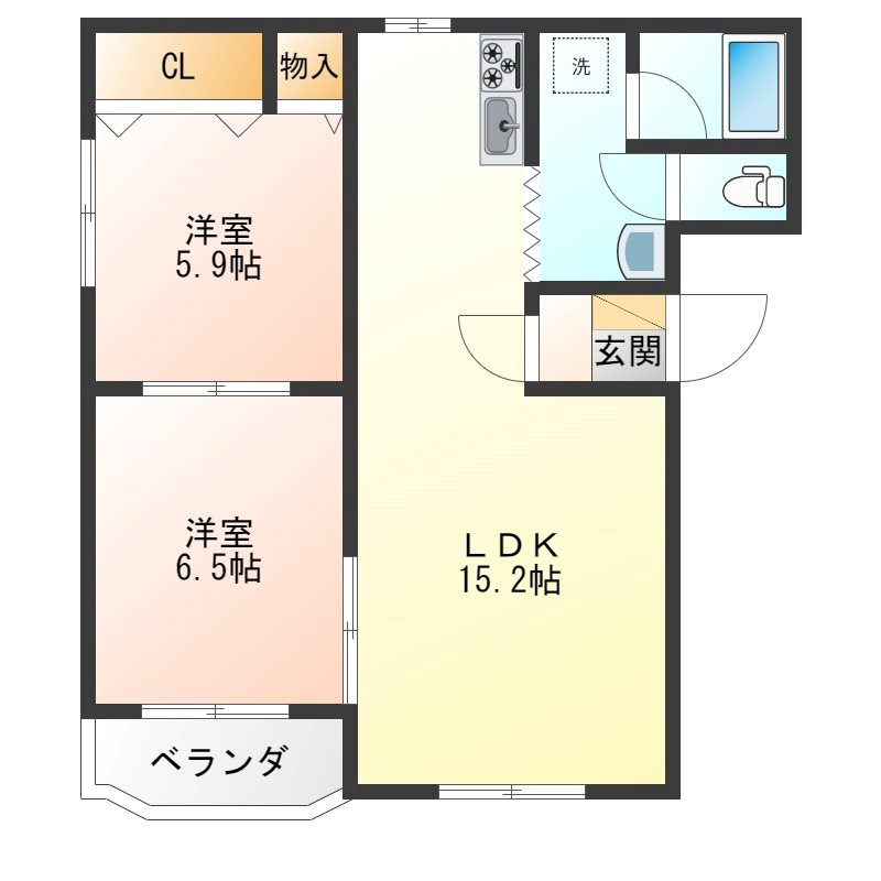 キャメリアB棟 101号室 間取り