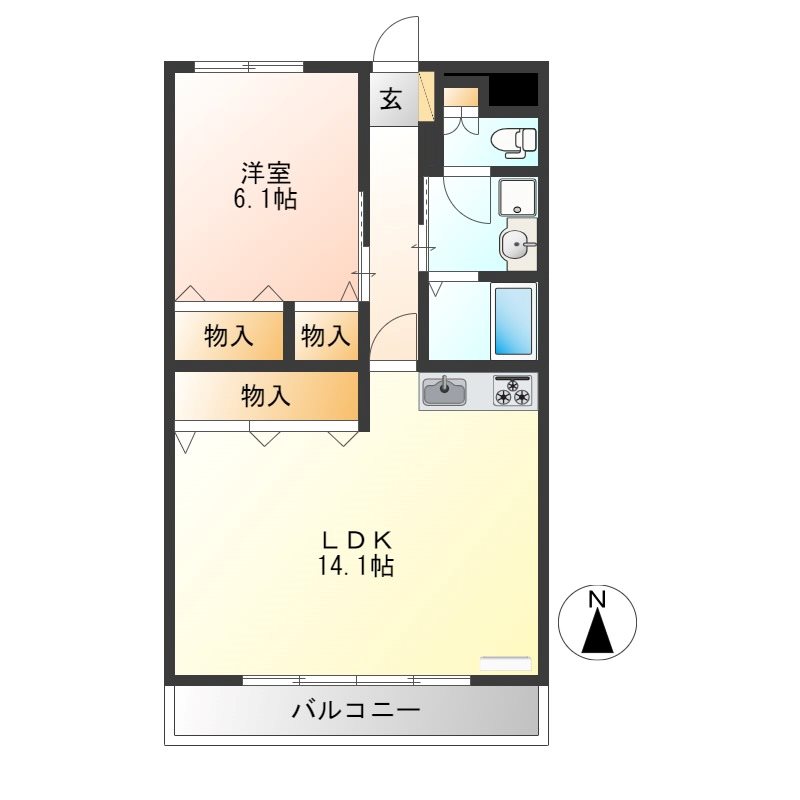 メゾンソレール 303号室 間取り