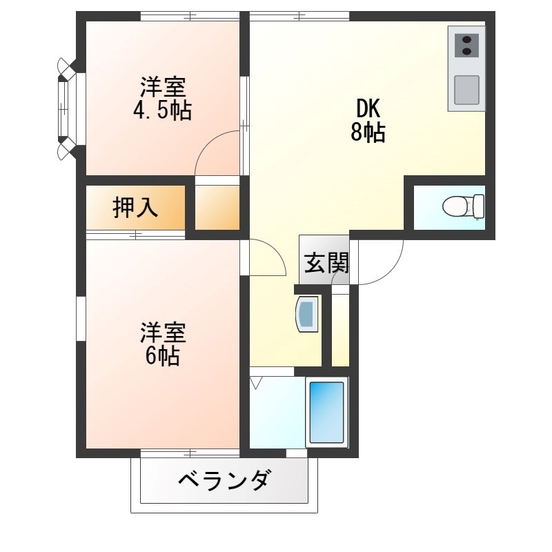 ハイツ若宮 201号室 間取り