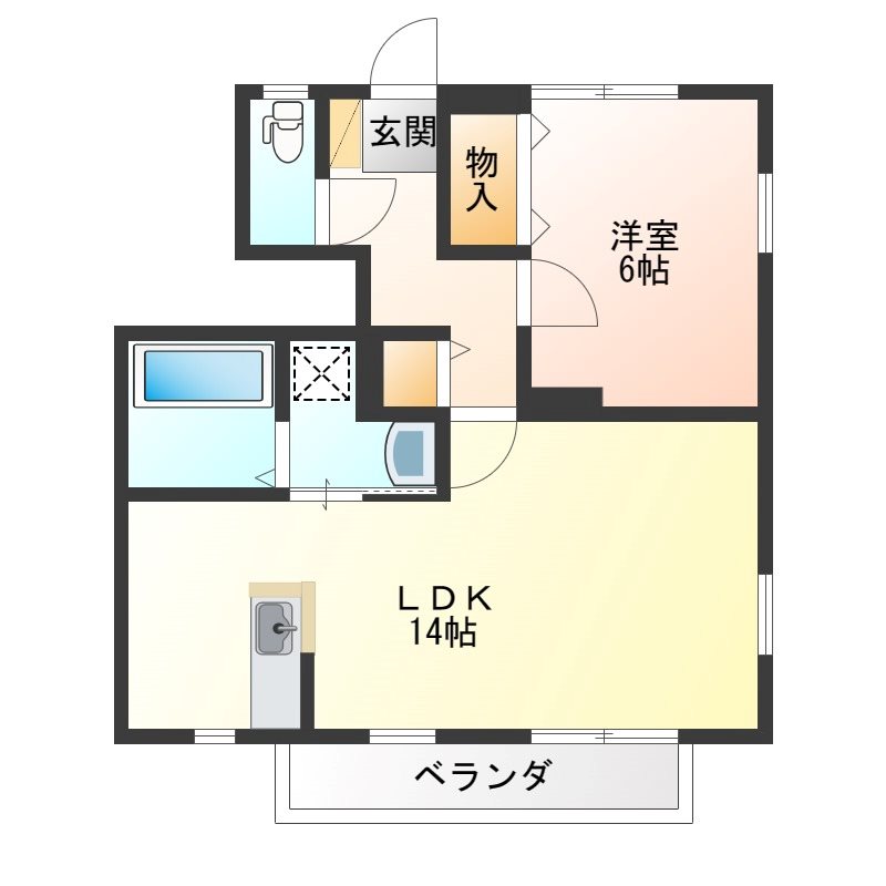 サンハイツアーデルD 102号室 間取り