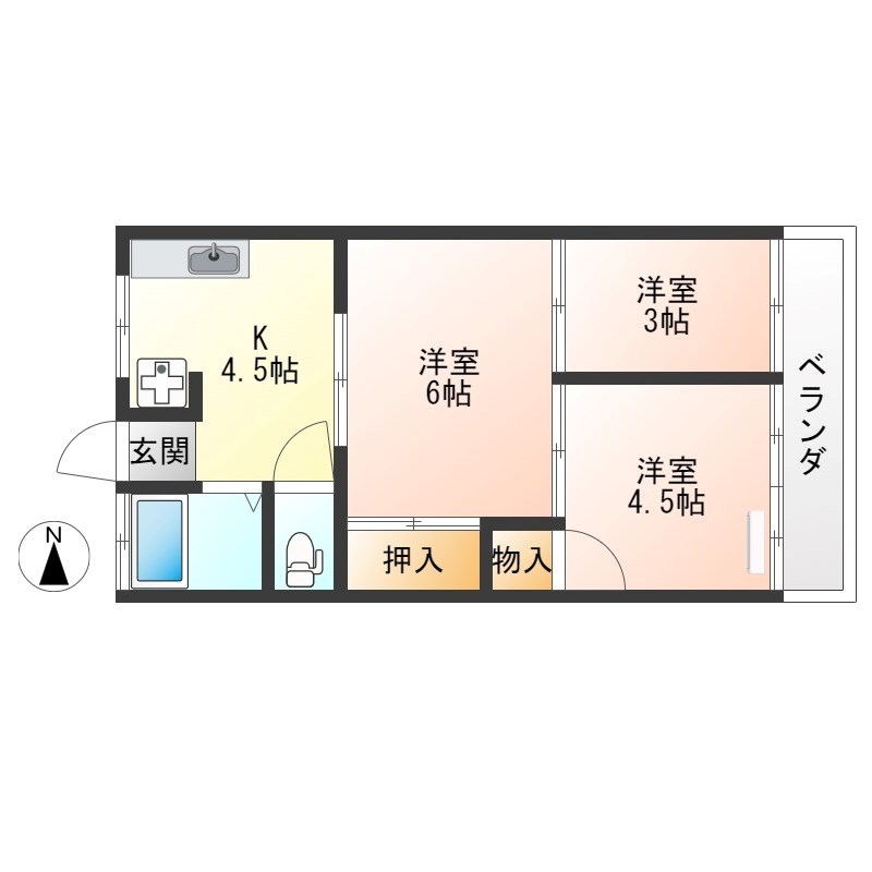 コーポアスペン　A 206号室 間取り