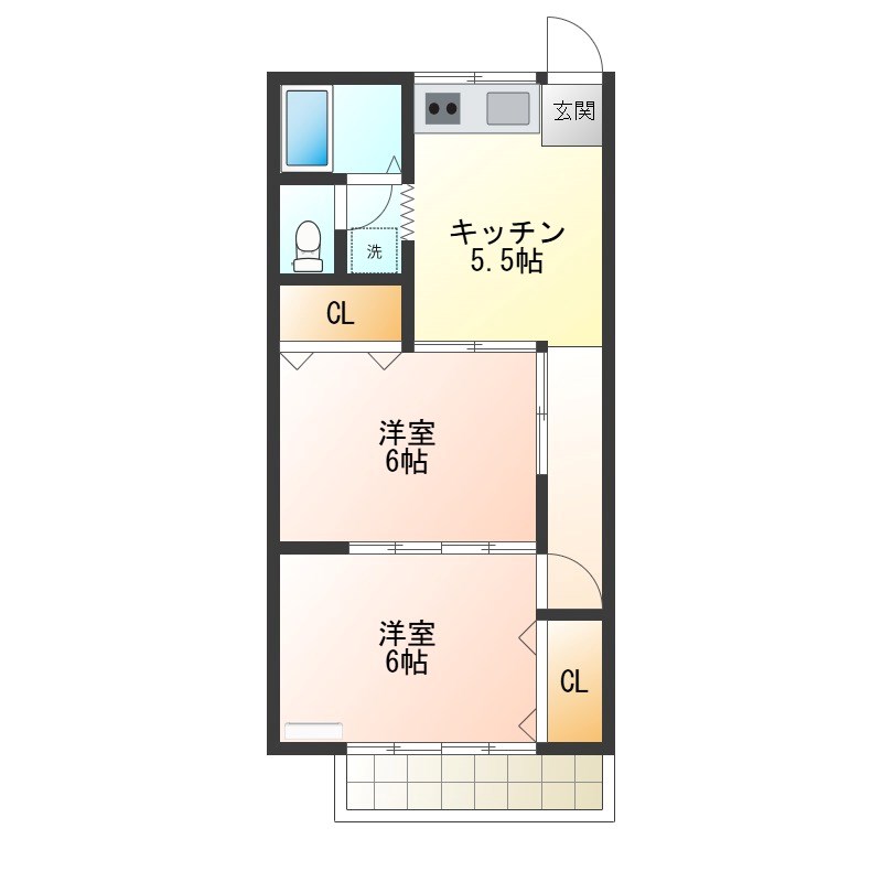 ヴィラ赤坂 D号室 間取り