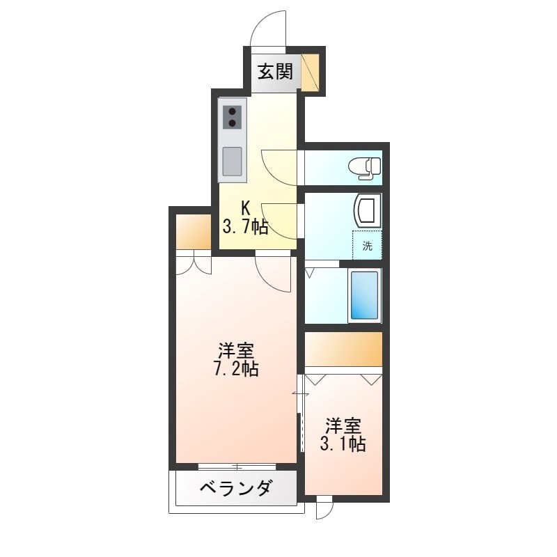 プレジデント桜 102号室 間取り
