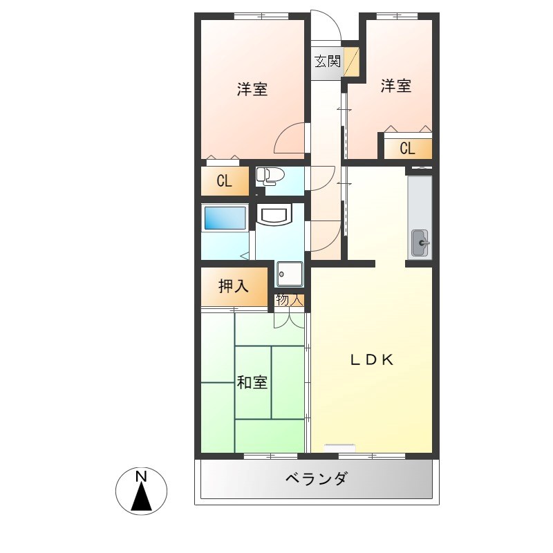 マロニエハイツ陽北A 間取り図