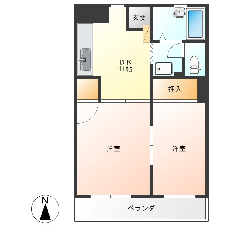 サンハイツPARTⅠ 202号室 間取り