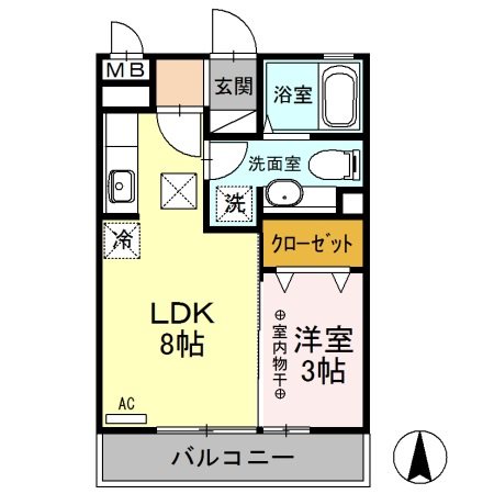 クレールシャンブル 107号室 間取り