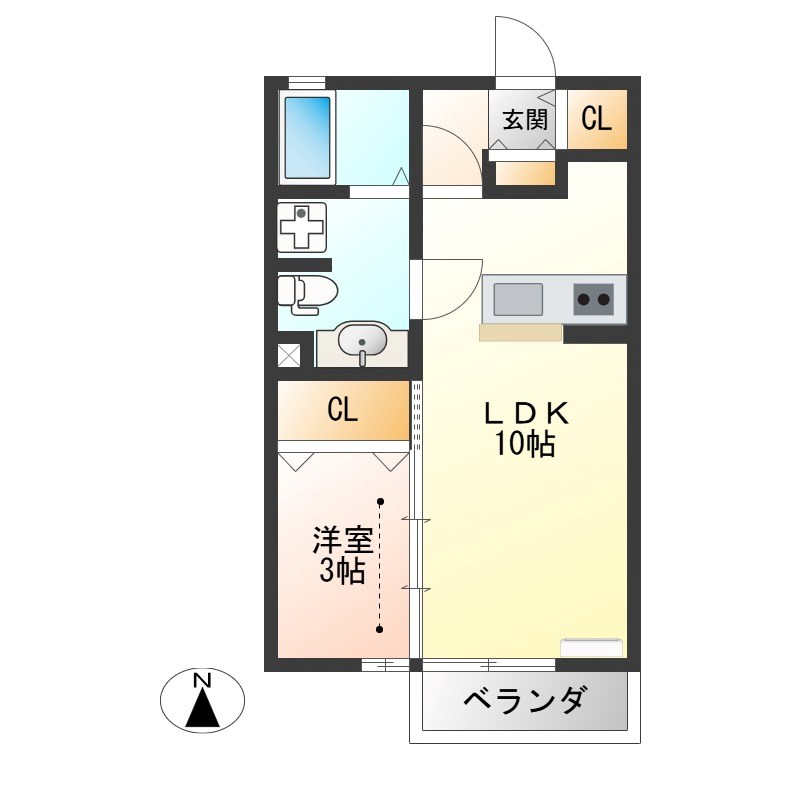 フィオレット 102号室 間取り