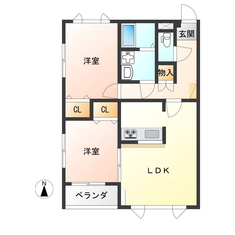 パレス・ド・ルミーネ 2-A号室 間取り