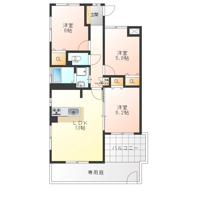 アゼリアコート宿郷 101号室 間取り