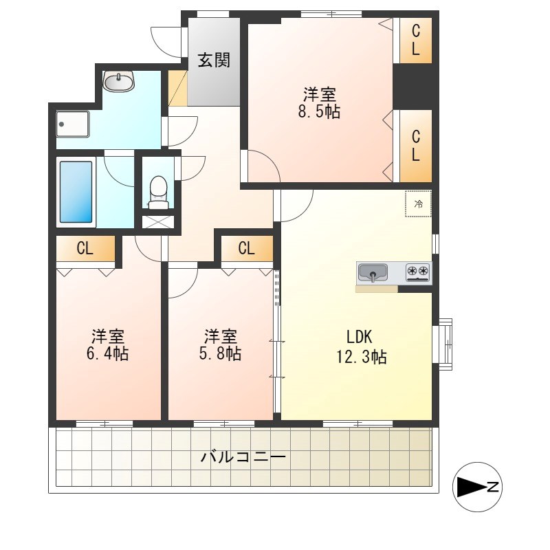 リバーサイド天神 間取り図