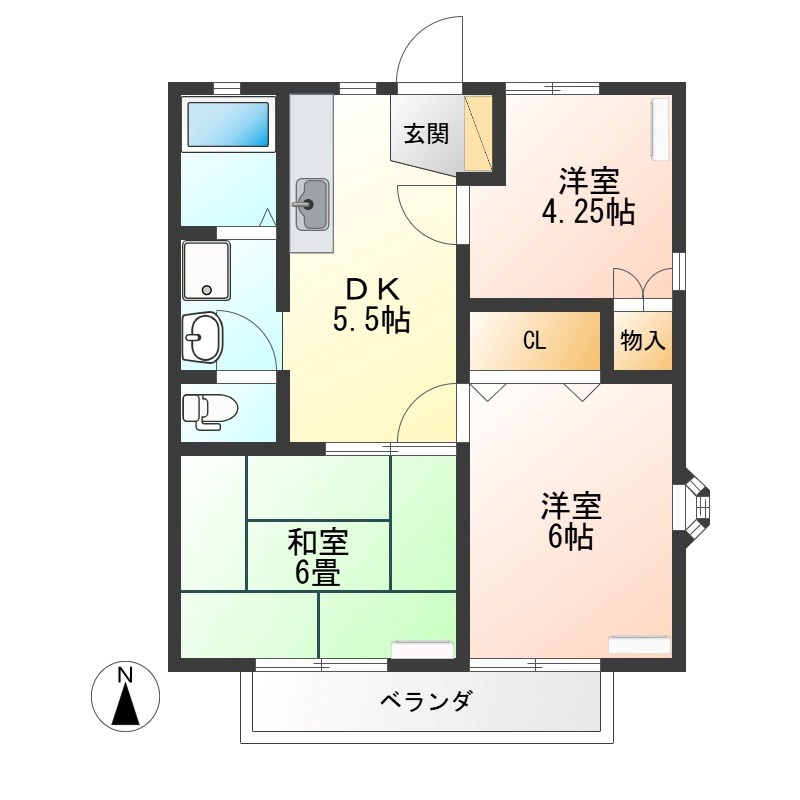 ファミリータウンみずほの　E棟 202号室 間取り