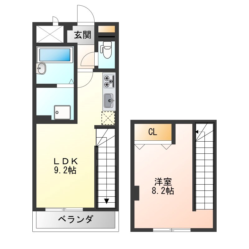 西壱番館tei 201号室 間取り