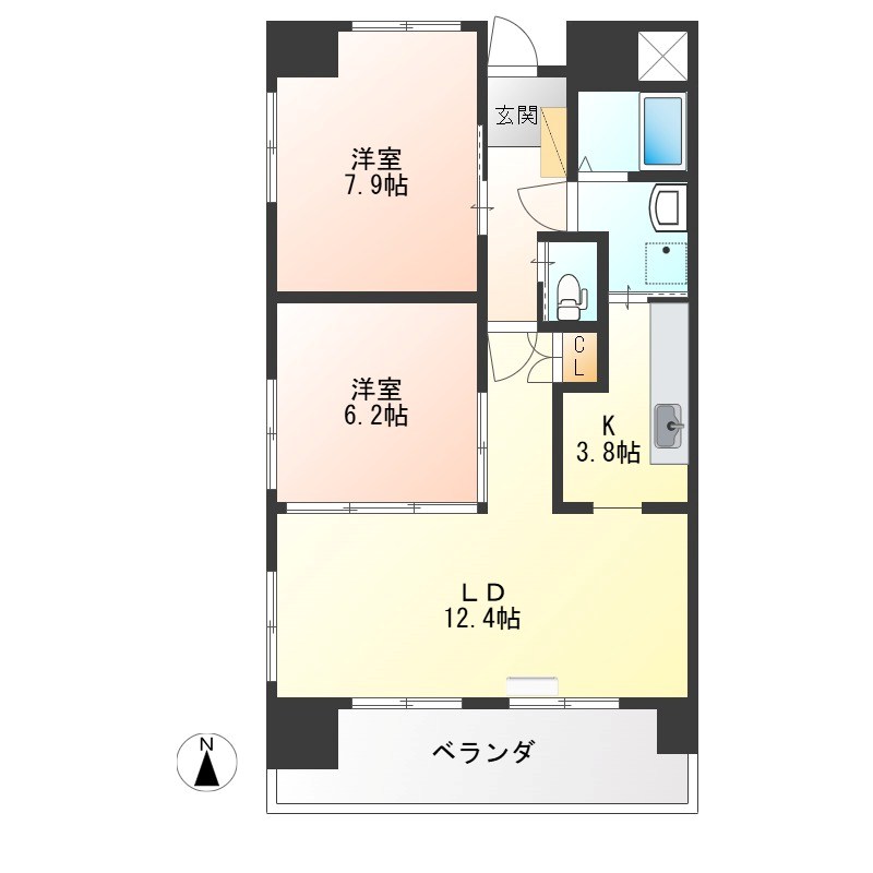 三向ハイツ元今泉 806号室 間取り