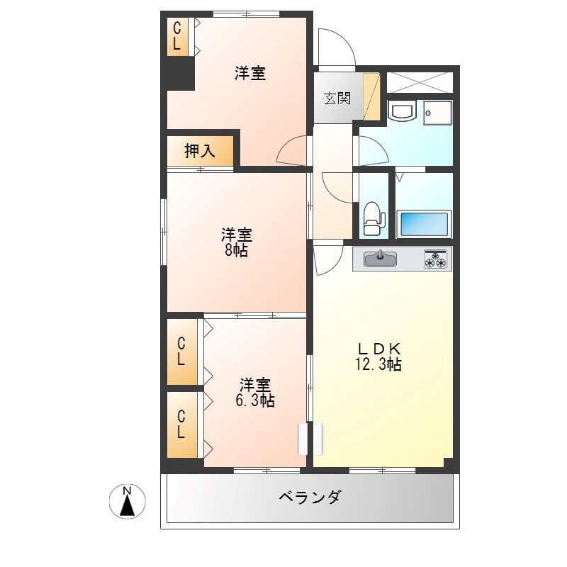 マンション桜 205号室 間取り