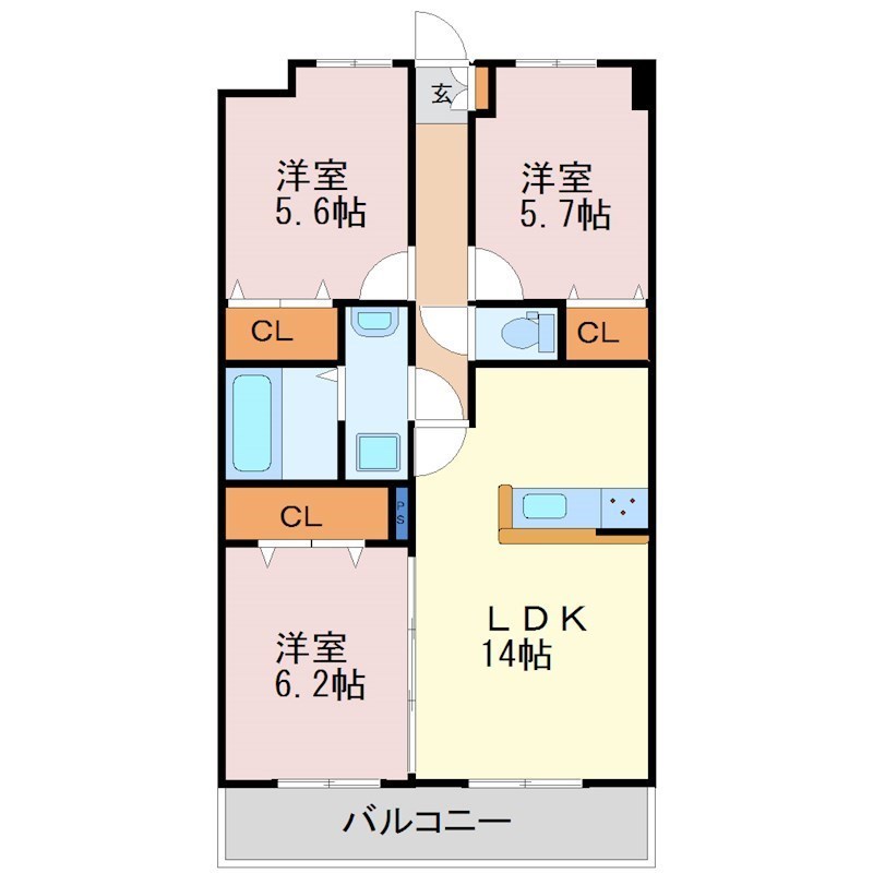 ヴィラージュエクセラン 203号室 間取り