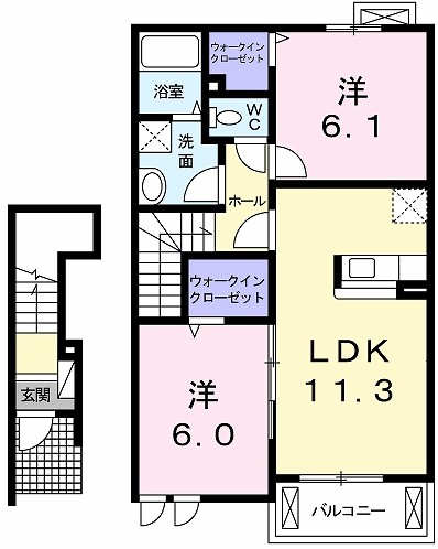 グリシーヌＢ 202号室 間取り