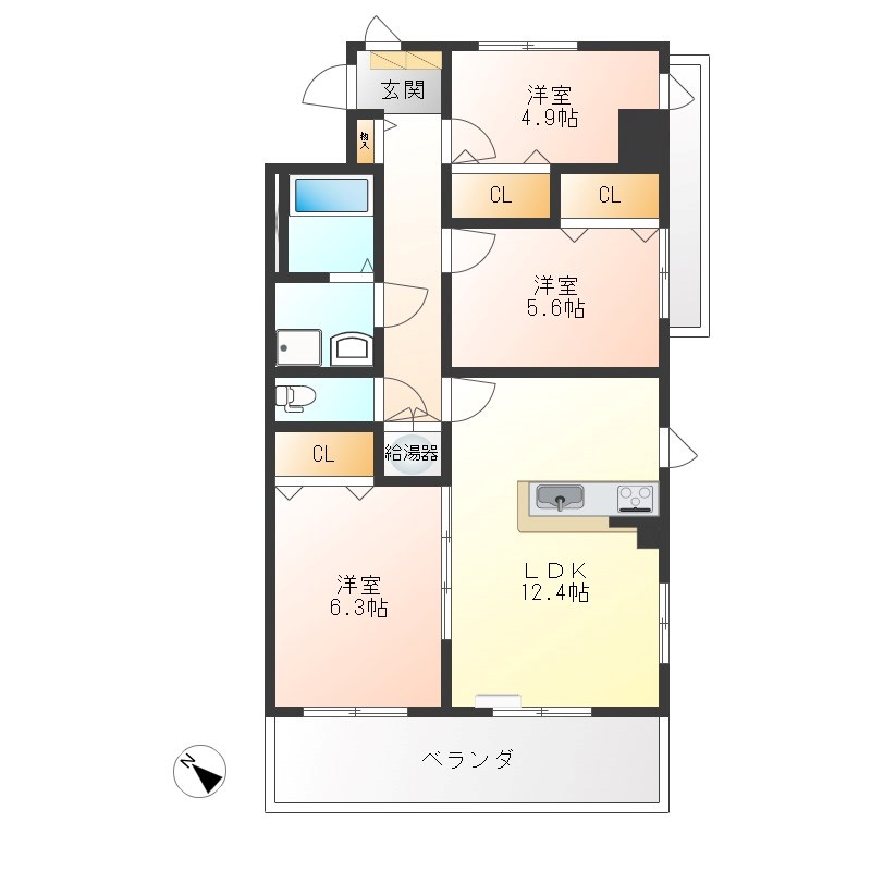 一の沢ヴィラージュマンション 505号室 間取り