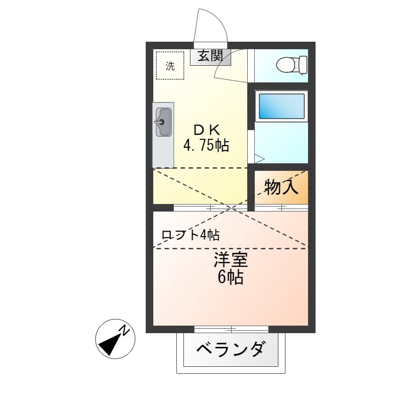 フラット岩崎 204号室 間取り