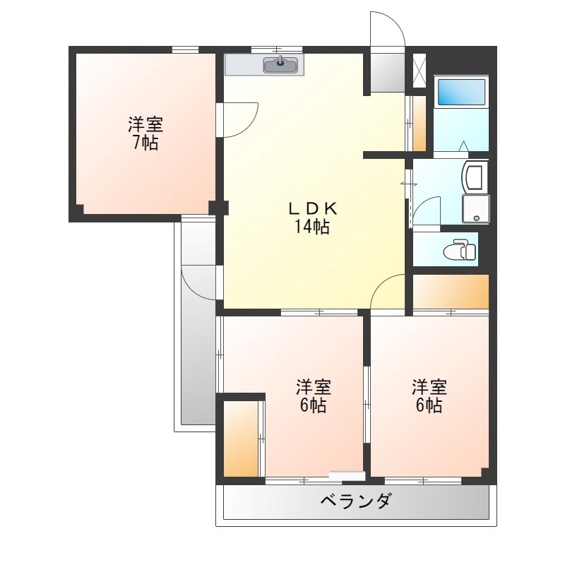 林ハイツⅡ  505号室 間取り