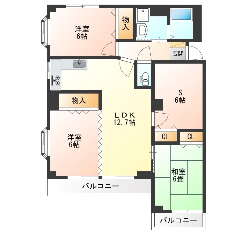 アルファーレジデンス簗瀬 403号室 間取り