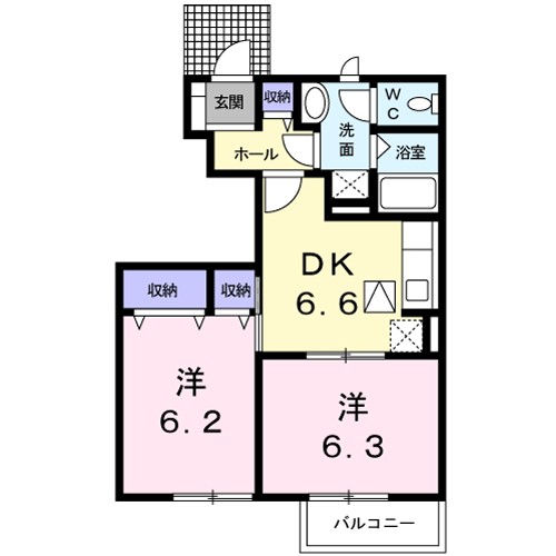 パルコプレッソＫＴ　Ｃ 102号室 間取り