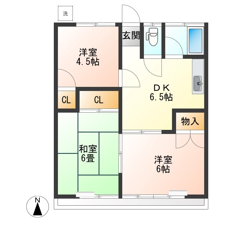 サンハイツ西川田 202号室 間取り