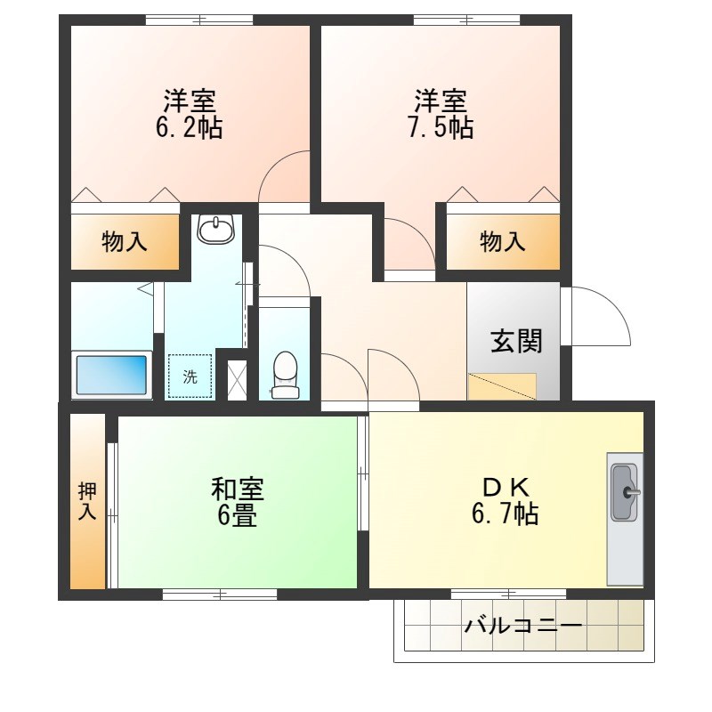 ガーデンムツミA 間取り図