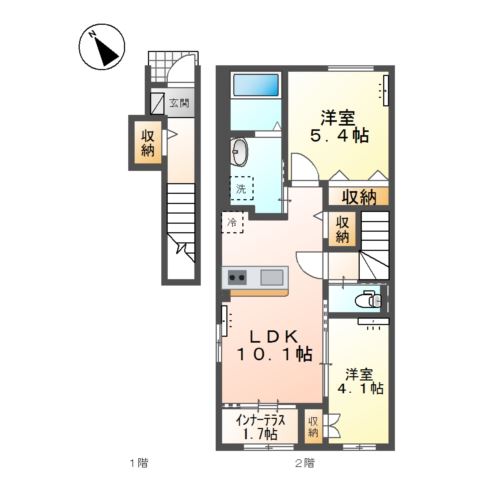 三杉町新築アパートB 間取り図