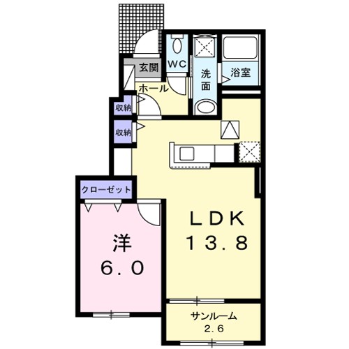 オリージャ 102号室 間取り