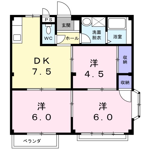 エルディム若月Ｄ 間取り図