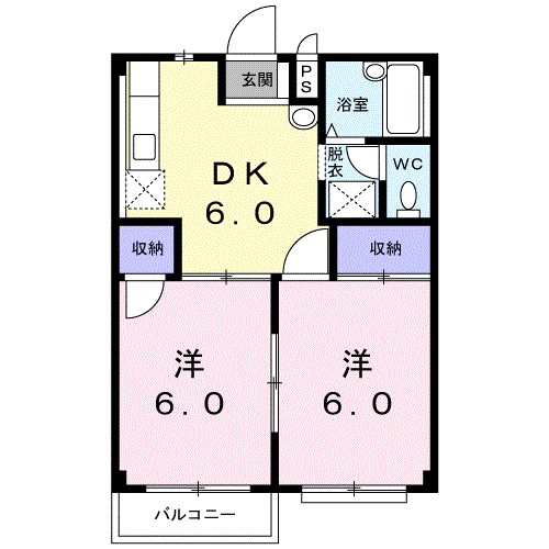 アライハイムⅠ 102号室 間取り