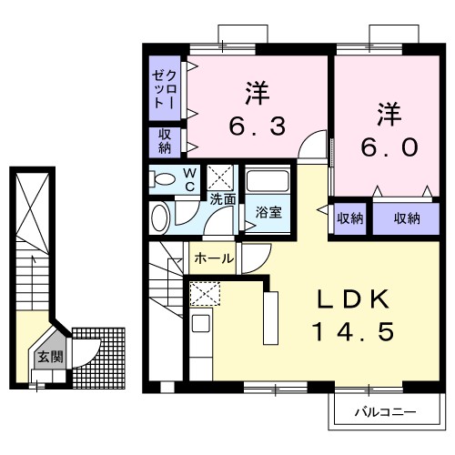 プリマヴェラ 202号室 間取り