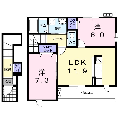 ラッキーヒル 204号室 間取り