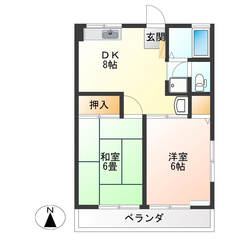 フロイデンハイム　B棟 202号室 間取り