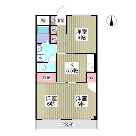 林ハイツⅠ 305号室 間取り