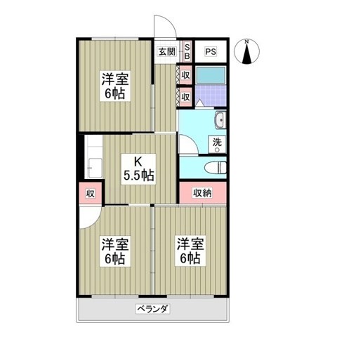 林ハイツⅠ 308号室 間取り