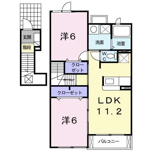 ソレアード 202号室 間取り