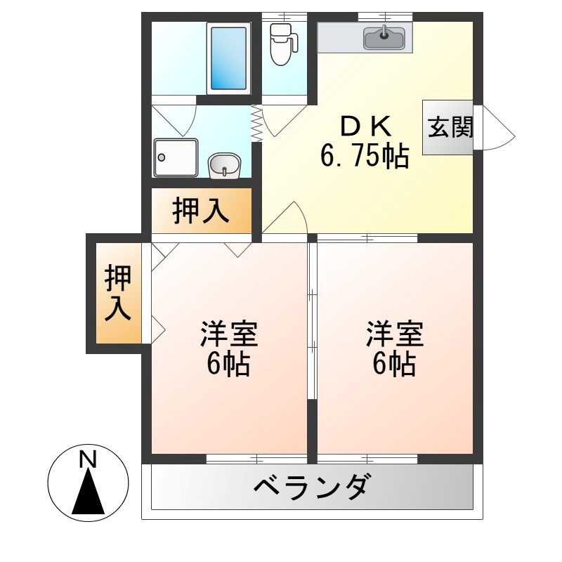 メイプルヒル 203号室 間取り