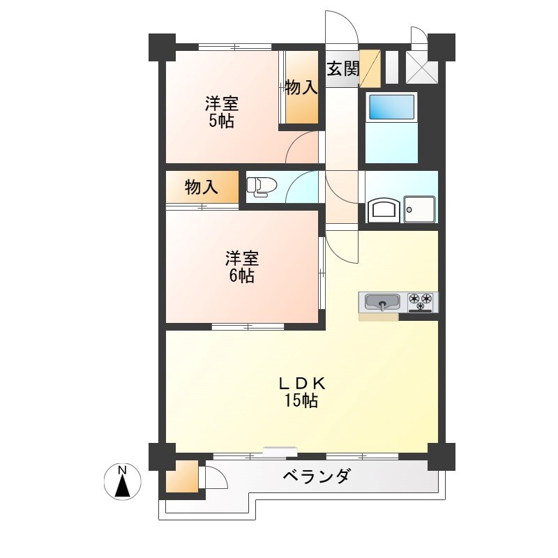 宇都宮ロイヤルコーポ 402号室 間取り